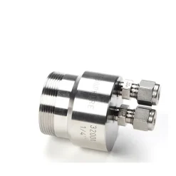 Flow chamber in stainless steel (316) with ¼" fittings, with EPDM O-rings