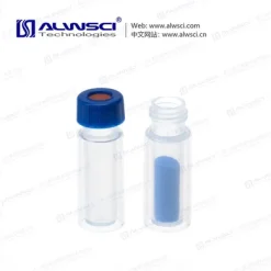 Bộ lọ nhựa PP trong suốt 2ml, ren vặn 9-425, kèm ống lót siêu nhỏ 0.7ml.
