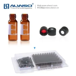 Lọ thủy tinh vặn 2ML 8-425 màu hổ phách có vạch chia với bộ dụng cụ đánh dấu đóng gói