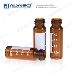 Lọ thủy tinh màu hổ phách ALWSCI ® 4ML 13-425 có nắp vặn, vạch chia độ và điểm đánh dấu